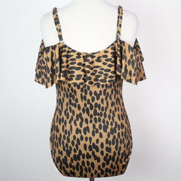 EVRI Womens 0X Tummy Slimming Off Shoulder Ruffle One-Piece Swimsuit - Picture 3 of 5